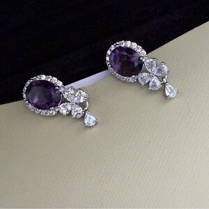 GemsNY Amethyst & Clover Earrings 14k white gold